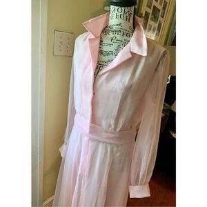 Vintage Pink Homemade Chiffon Maxi Dress
